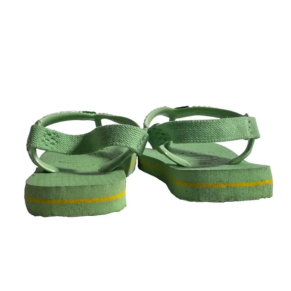 Havaianas Kids Brazil Flip Flops Green Heel Strap Sandals US 4C EU 22 Size 20